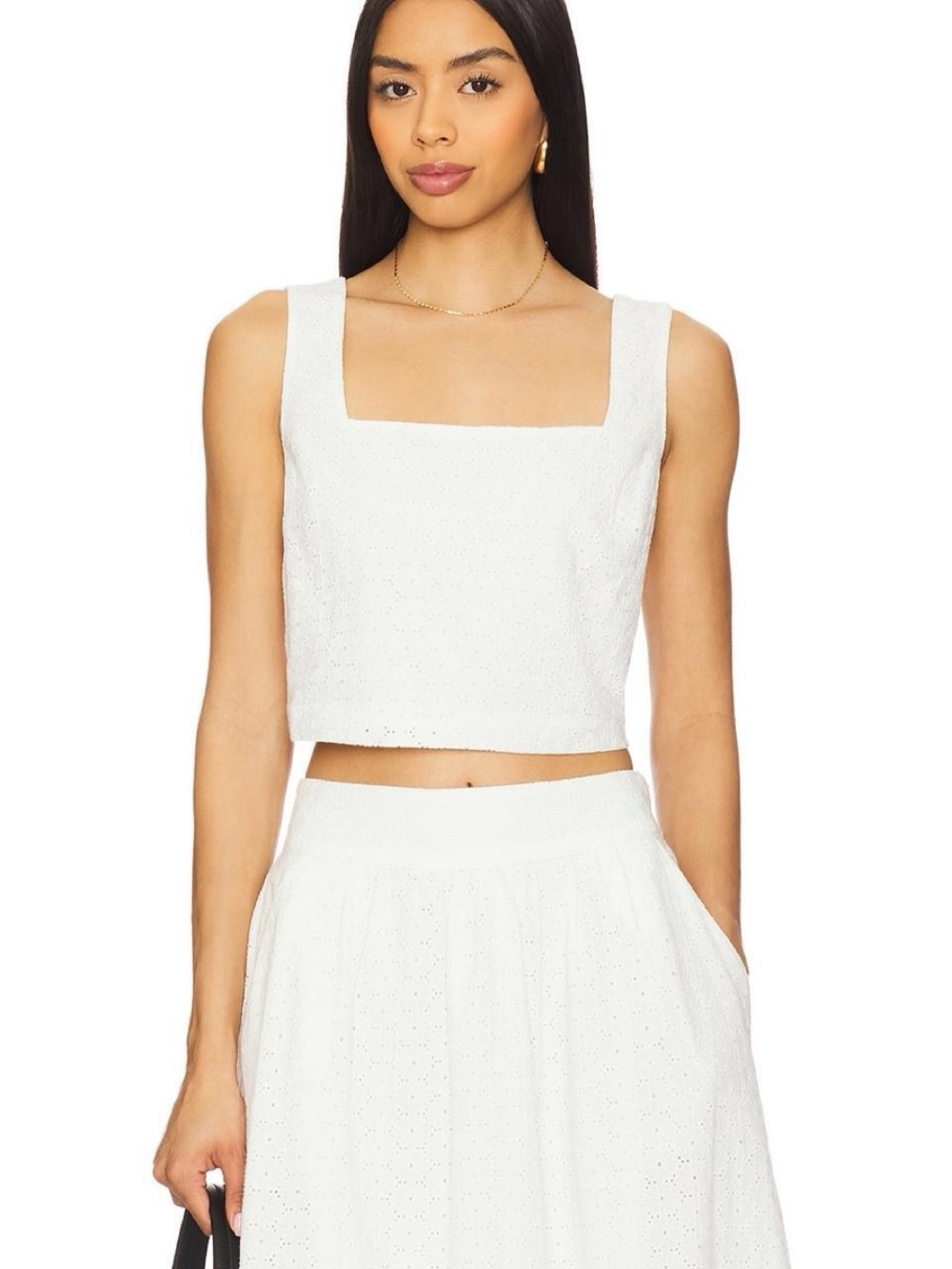 NWT PAIGE White Eyelet Square-Neck Crop Tank